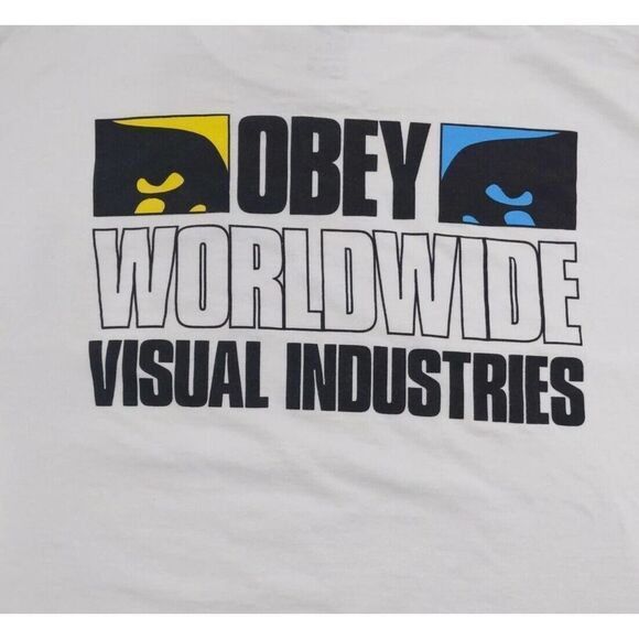 Obey Worldwide Visual Industries Logo T-Shirt White Size Medium - Picture 6 of 6